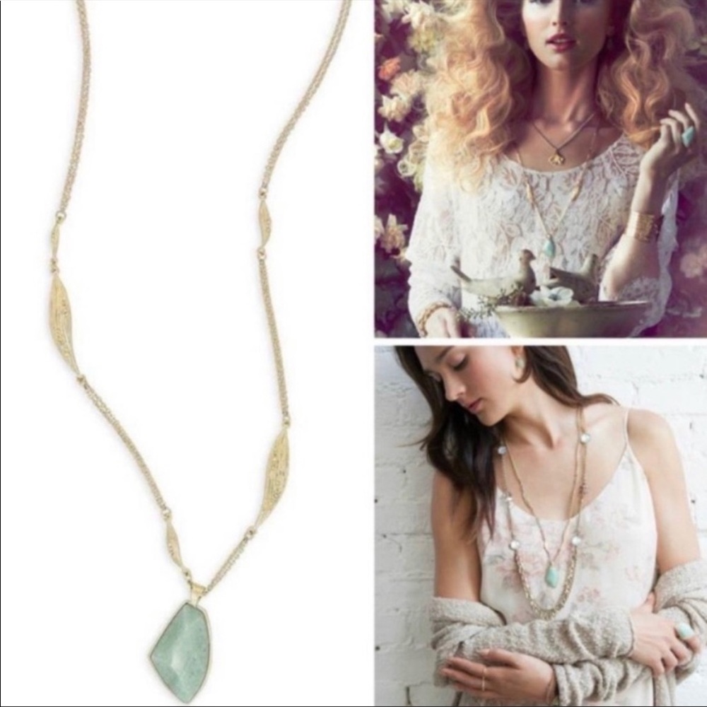 c+i Long gilded reeds adventure pendant